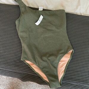 NWT - J.Crew One Shoulder One Piece Swimsuit - 12 - Olive Green